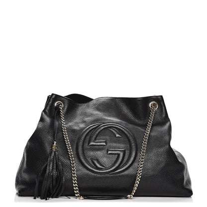 Gucci Pebbled Calfskin Large Soho Chain Shoulder Bag Black 1 of 12