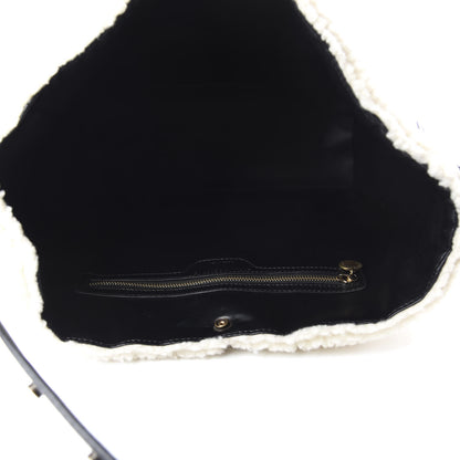 Stella McCartney Eco Alter Nappa Shearling Popper Bucket Bag Black White 5 of 11