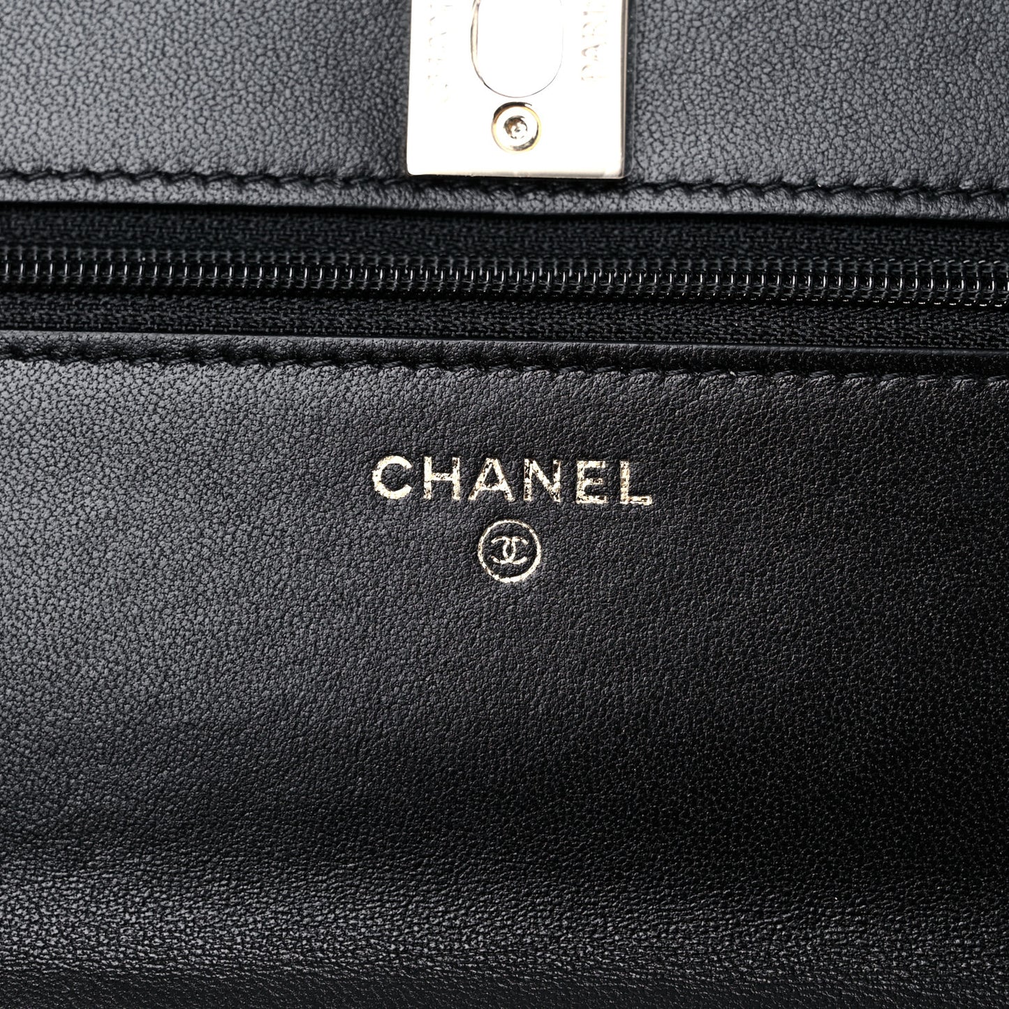 Lambskin Quilted Trendy CC Wallet On Chain WOC Black