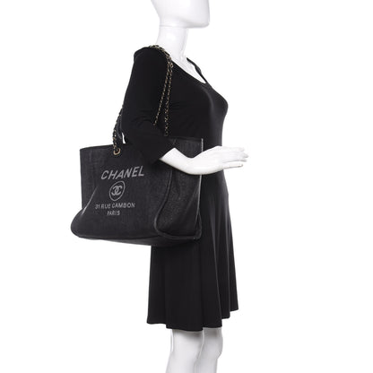 Chanel Woven Straw Raffia Medium Deauville Tote Black 2 of 11