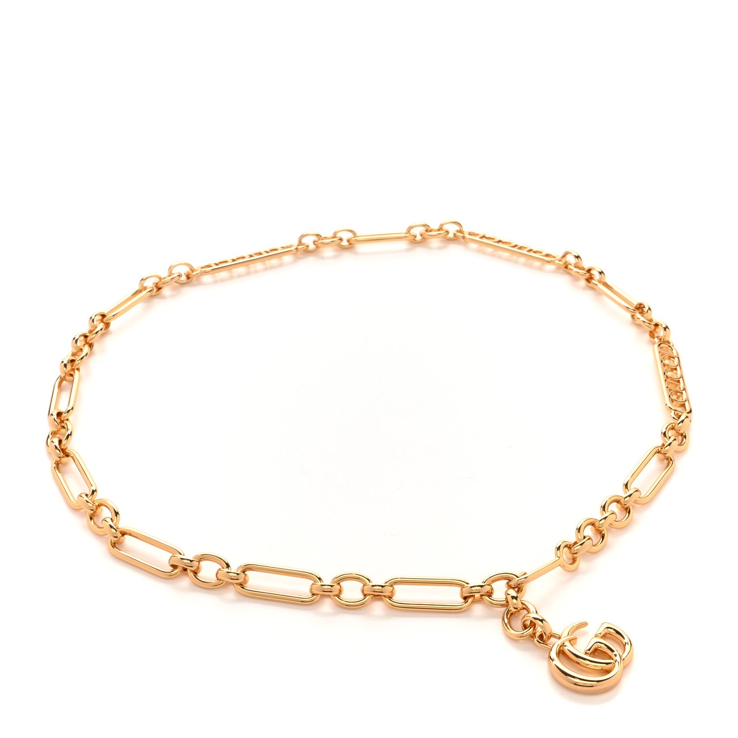 Gucci Logo Chain GG Belt 65 Gold 1 of 4