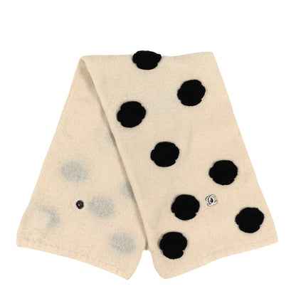 Chanel Wool Cashmere Camellia CC Turnlock Scarf Ivory Black 2 of 3