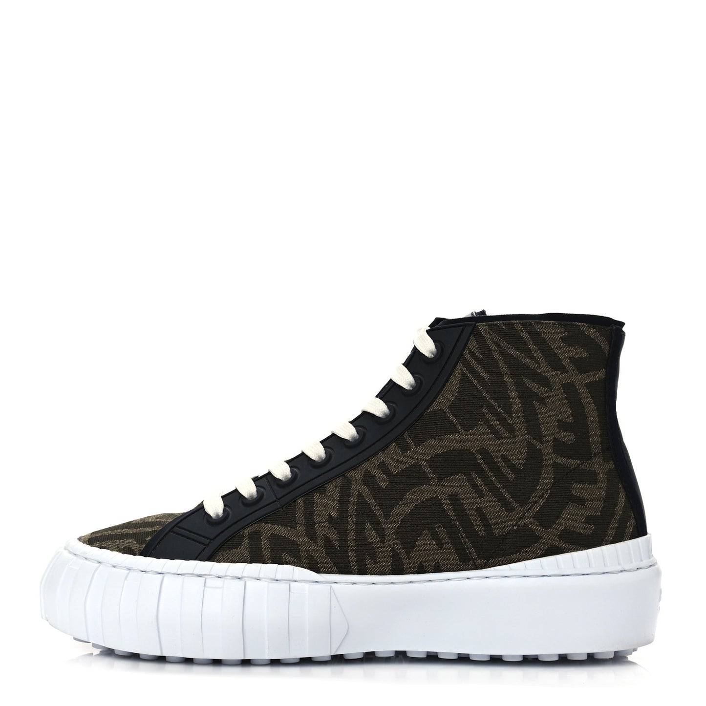X SARAH COLEMAN Fabric Jacquard FF Vertigo Mens Fendi Force High Top Sneakers 8 Tobacco Black
