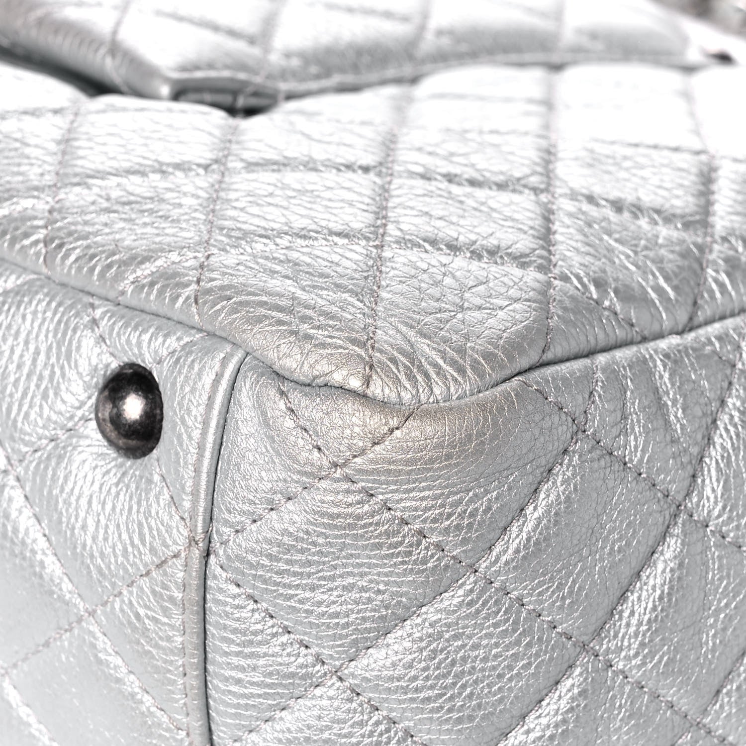Chanel Metallic Calfskin Quilted XXL Travel Flap Bag Silver 12 of 14