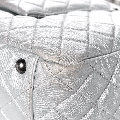 Chanel Metallic Calfskin Quilted XXL Travel Flap Bag Silver 12 of 14