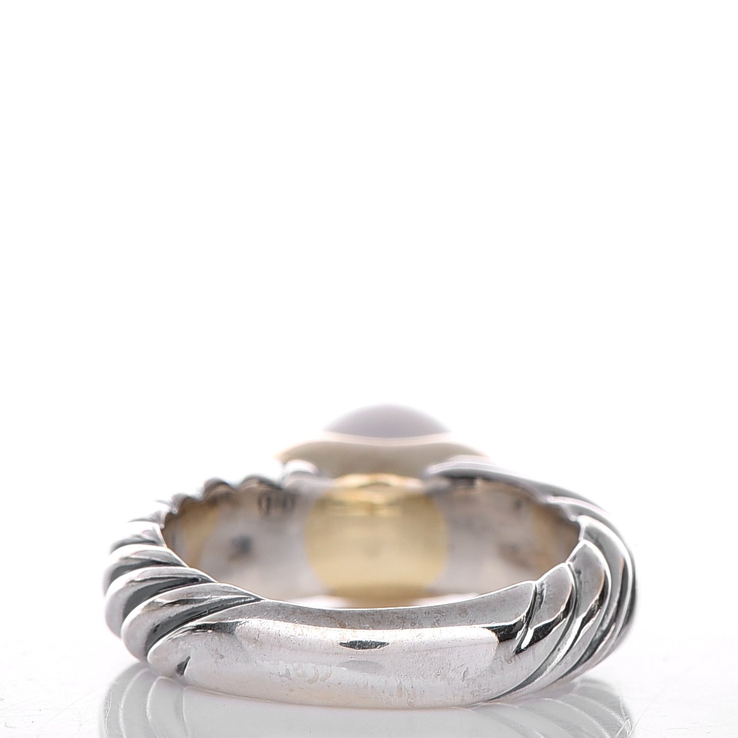 Sterling Silver 18K Yellow Gold Pearl Cable Ring 6