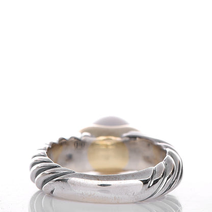 David Yurman Sterling Silver 18K Yellow Gold Pearl Cable Ring 6 4 of 6