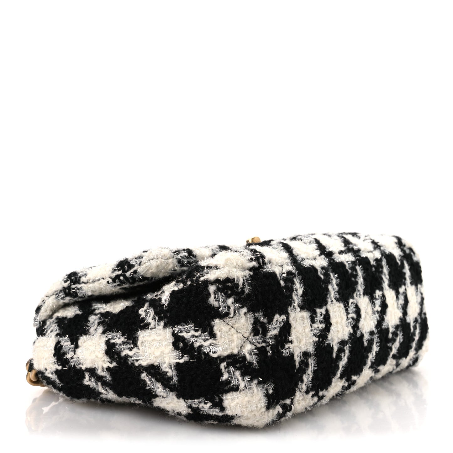 Tweed Quilted Medium Chanel 19 Flap Black Ecru White
