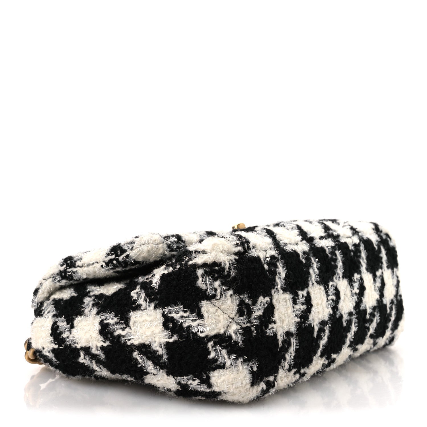 Chanel Tweed Quilted Medium Chanel 19 Flap Black Ecru White 4 of 14