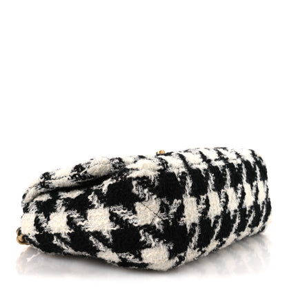 Chanel Tweed Quilted Medium Chanel 19 Flap Black Ecru White 4 of 14