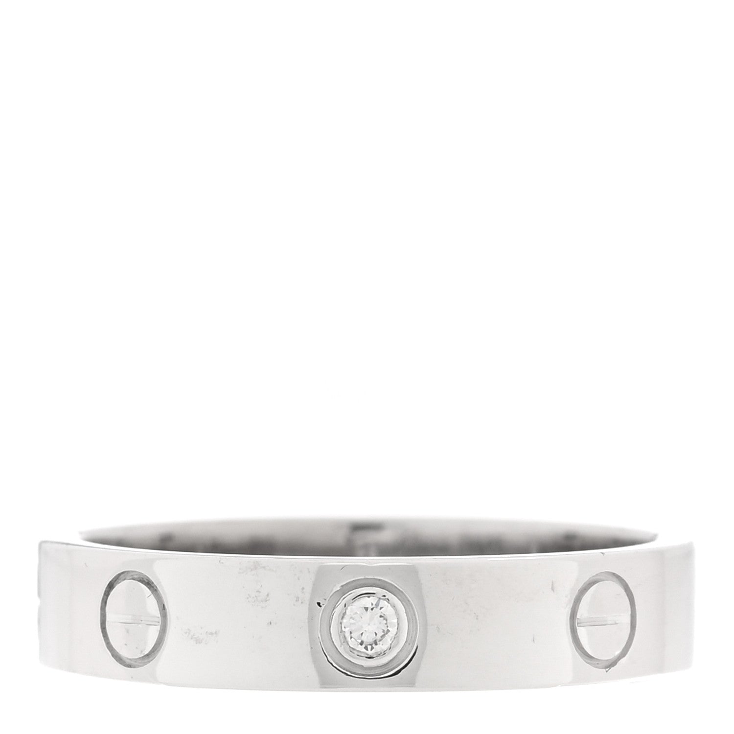 Cartier 18K White Gold Diamond 4mm LOVE Wedding Band Ring 53 6.5 1 of 4
