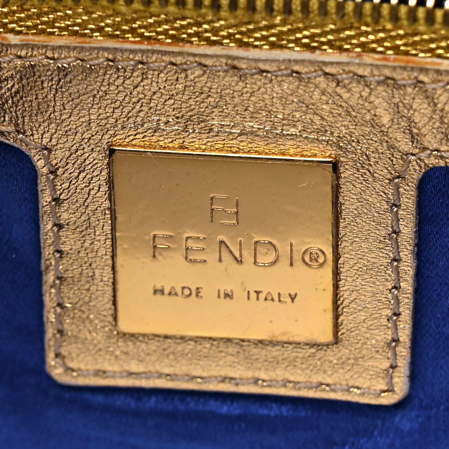 Fendi Zucca Floral Embroidered Baguette Tobacco Gold 6 of 14