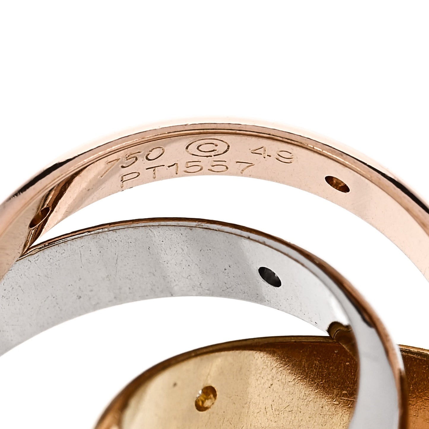 18K Pink Yellow White Gold Diamond Medium Trinity Ring 49 5