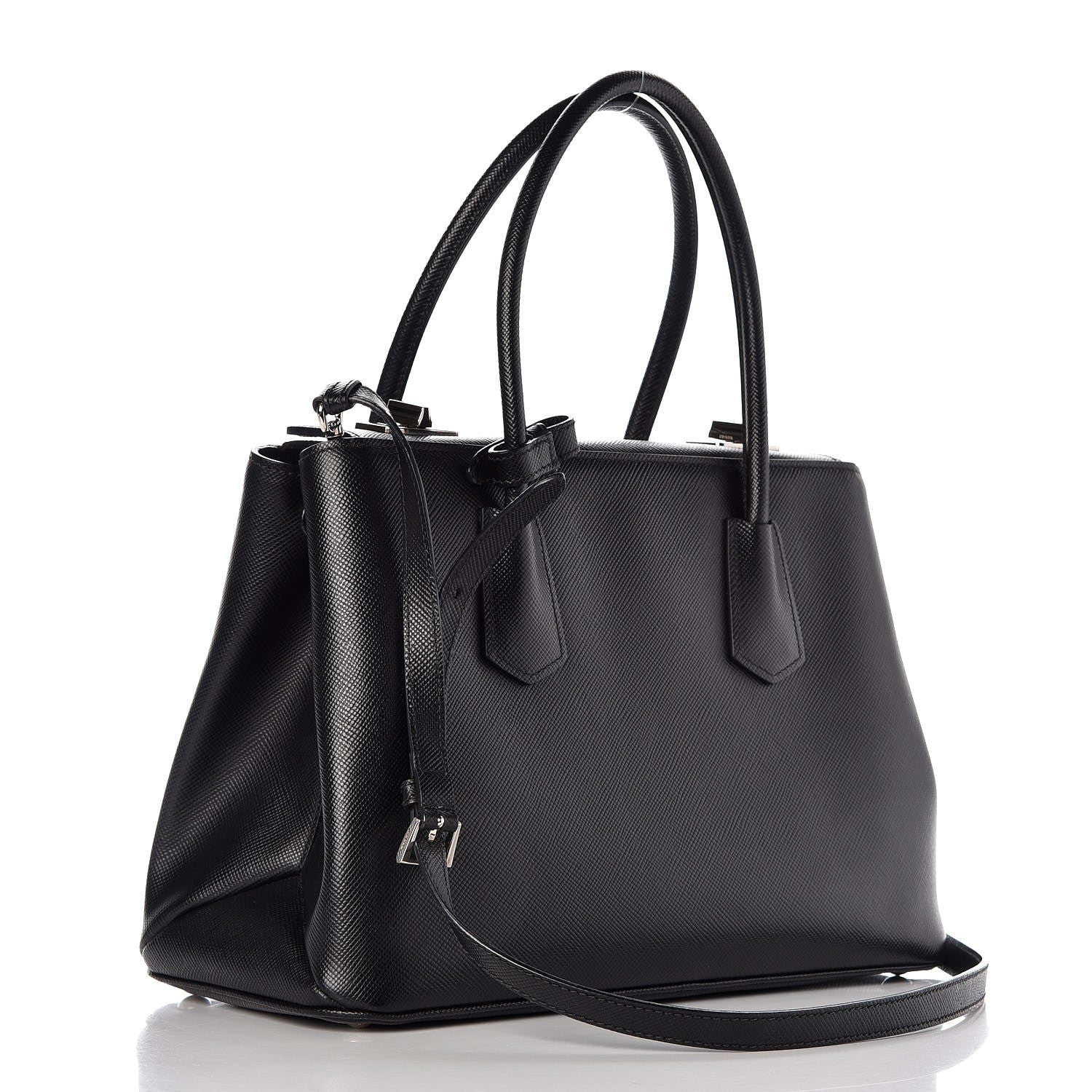 Prada Saffiano Cuir Twin Tote Black 3 of 9