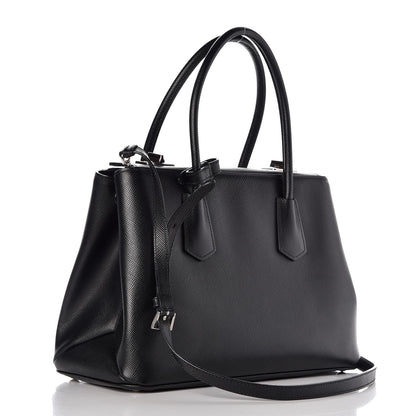 Prada Saffiano Cuir Twin Tote Black 3 of 9