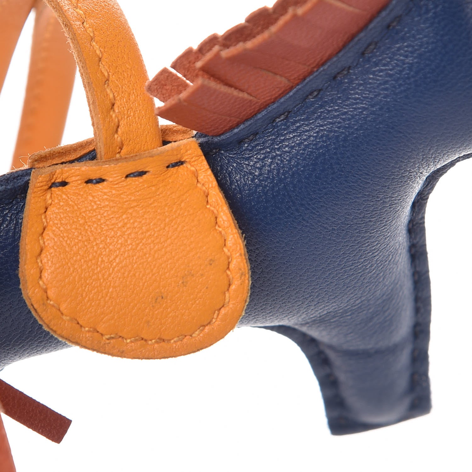 Hermes Milo Lambskin Grigri Rodeo Horse Bag Charm PM Bleu de Malte Cornaline Jaune D'Or 4 of 5