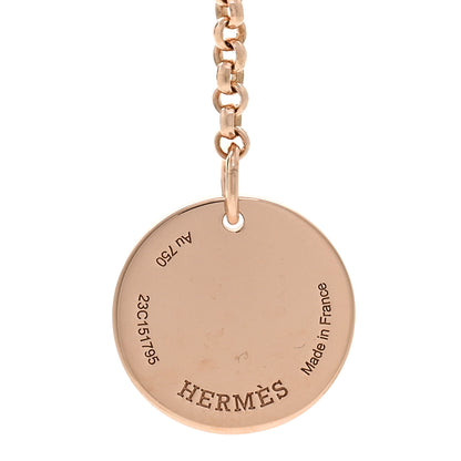 Hermes 18K Rose Gold Diamond PM Ex-Libris Pendant Necklace 4 of 5