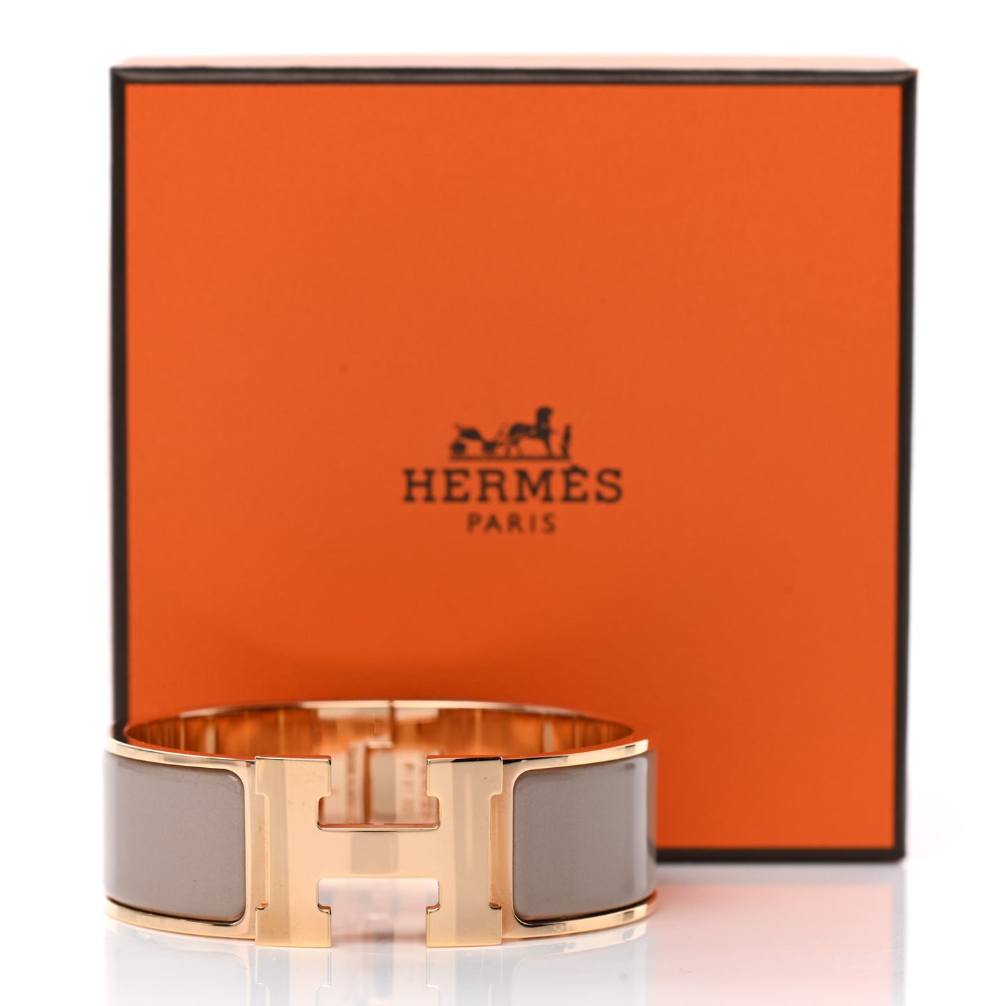 Enamel Wide Clic Clac H Bracelet Marron Glace
