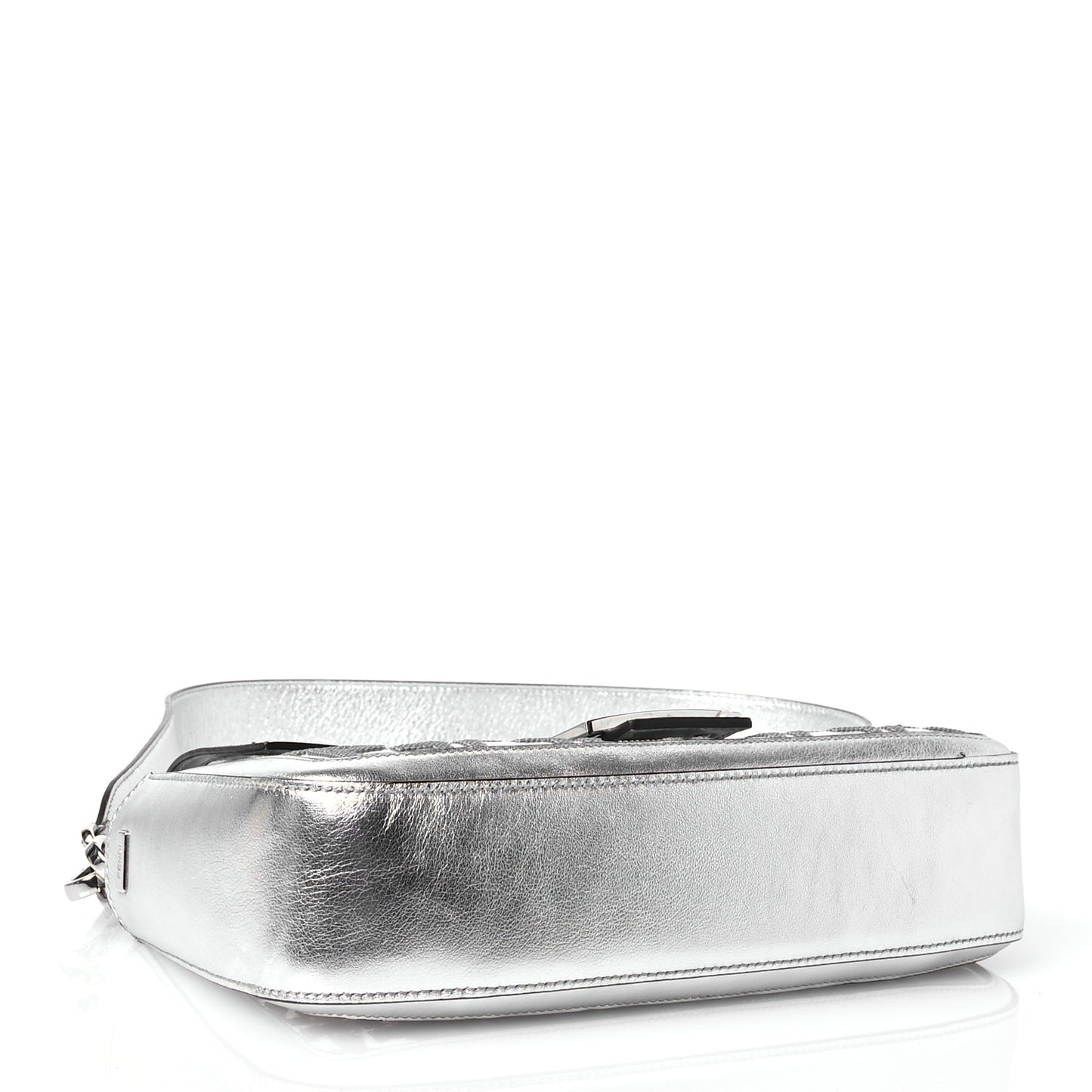 PVC Vitello Catalan Mirror Sequin FF Baguette Argento