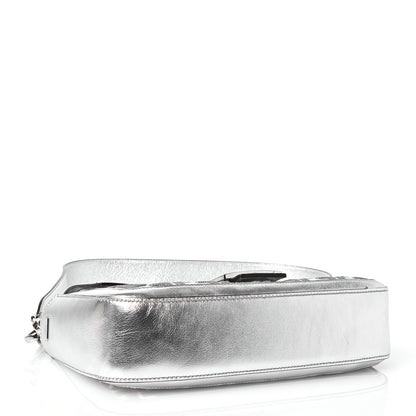 Fendi PVC Vitello Catalan Mirror Sequin FF Baguette Argento 4 of 11
