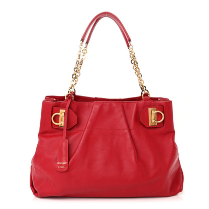 Salvatore Ferragamo Calfskin Chain Gancini Shoulder Bag Red 1 of 12