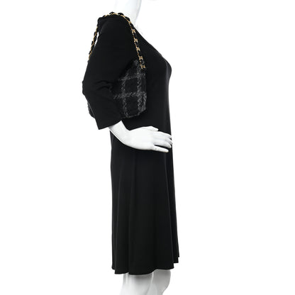 Chanel Cashmere Tweed Quilted CC Links Hobo Black Grey 2 of 12