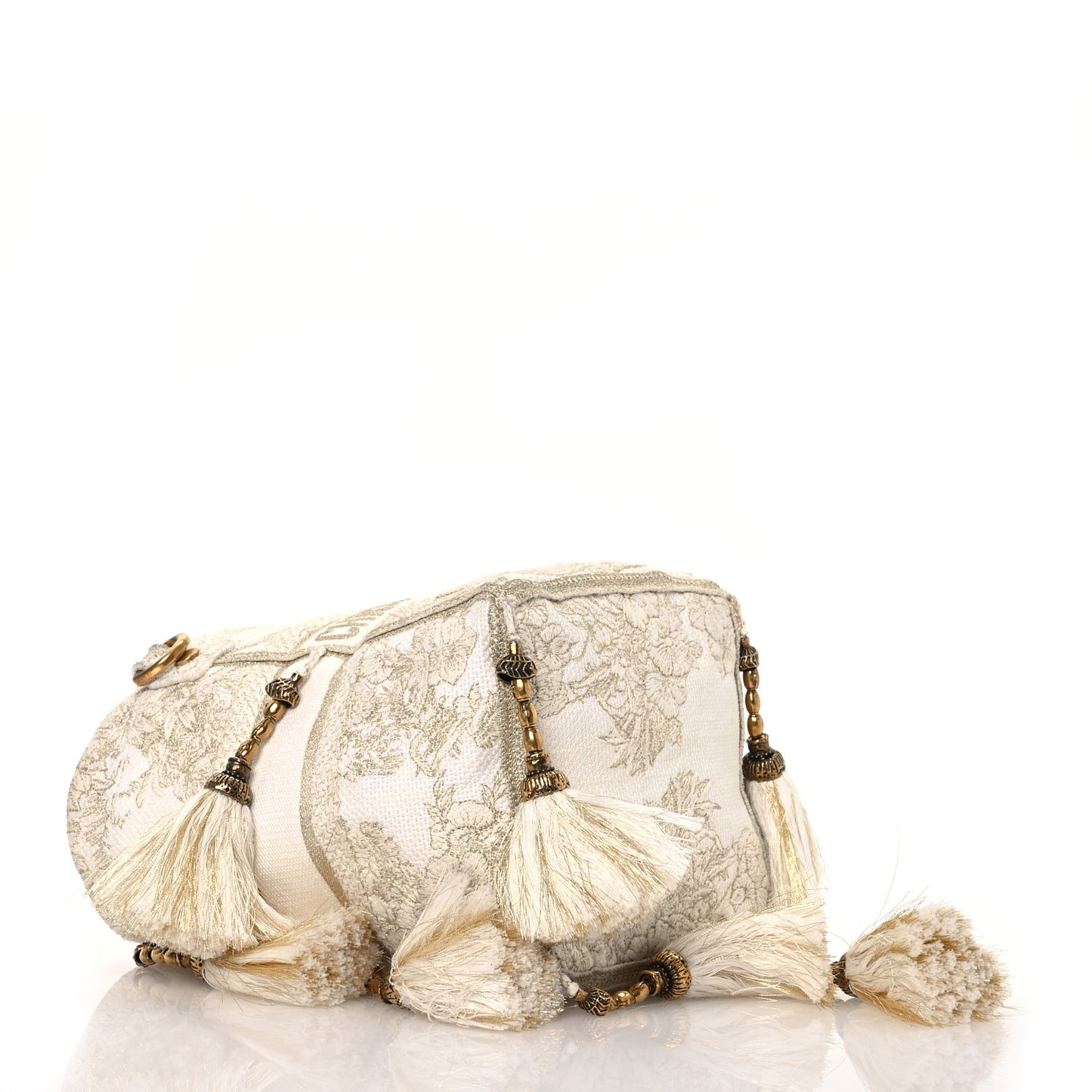 Canvas Embroidered Reve d'Infini Small D-Bubble Bucket Bag Gold