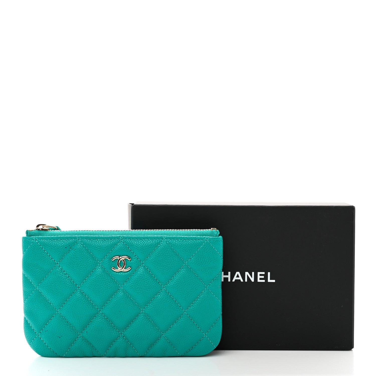 Chanel Caviar Quilted Small Cosmetic Case Turquoise 8 of 8