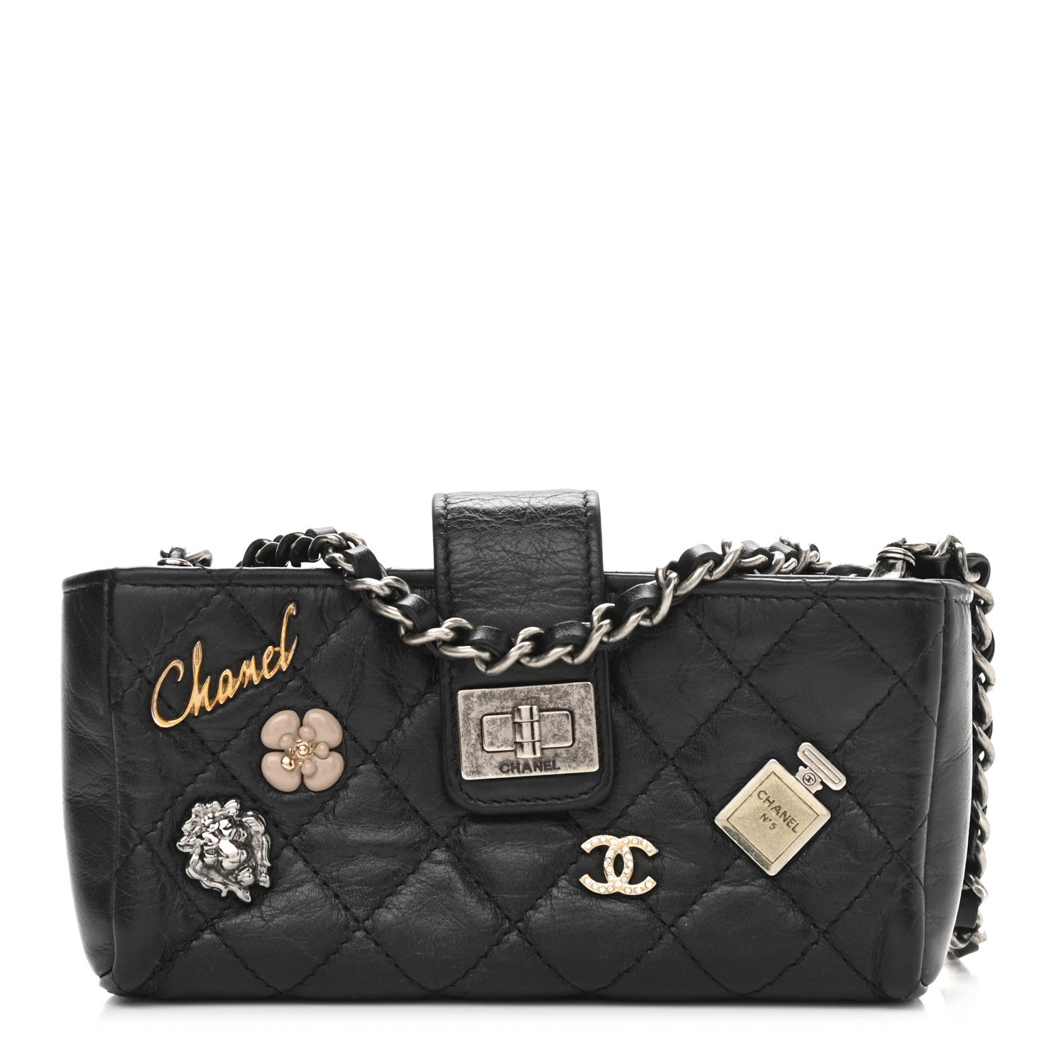 Chanel Aged Calfskin Lucky Charms 2.55 Reissue Mini Clutch With Chain Black 1 of 14