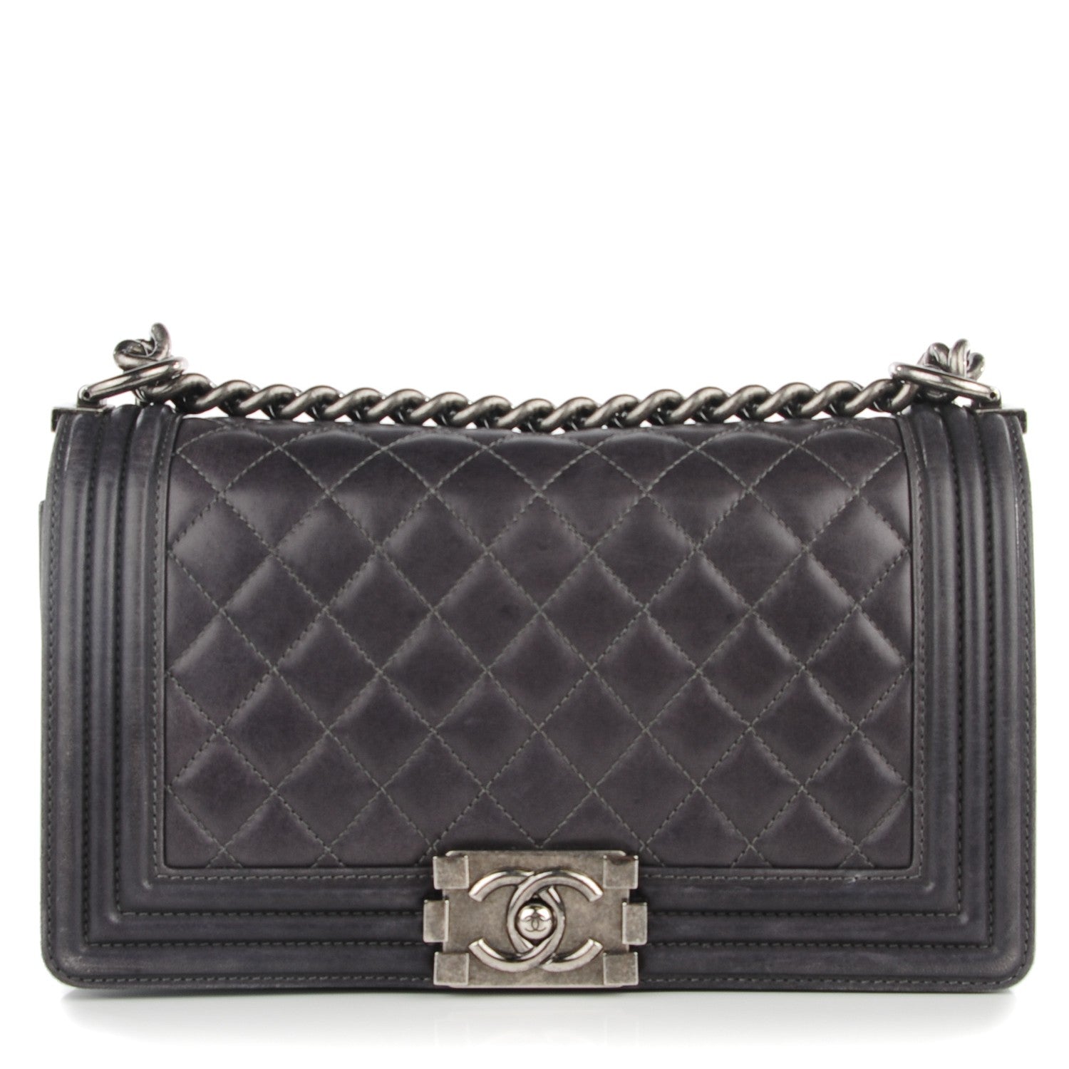 Chanel Lambskin Quilted Medium Boy Flap Dark Grey 1 of 7