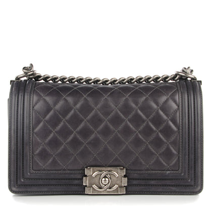 Chanel Lambskin Quilted Medium Boy Flap Dark Grey 1 of 7