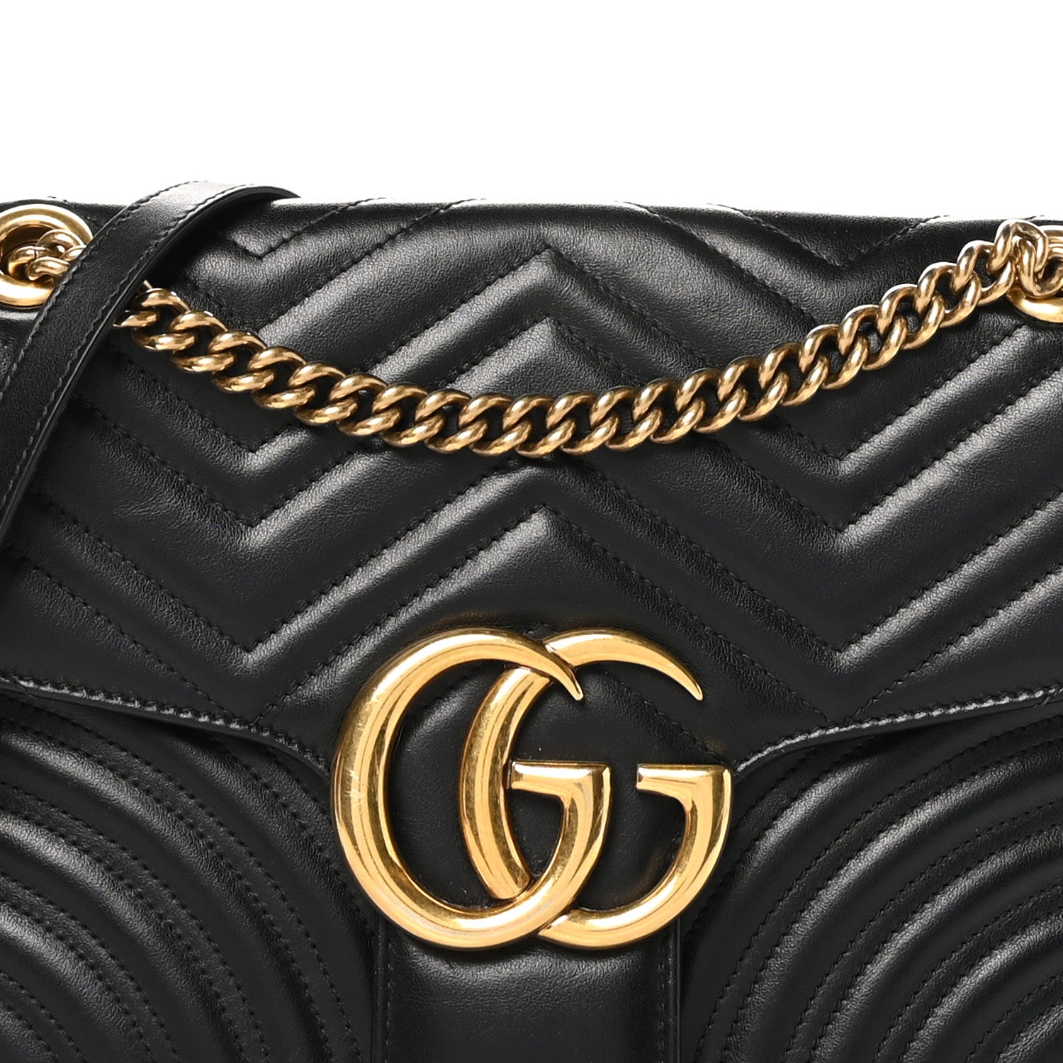 Gucci Calfskin Matelasse Medium GG Marmont Shoulder Bag Black 8 of 10