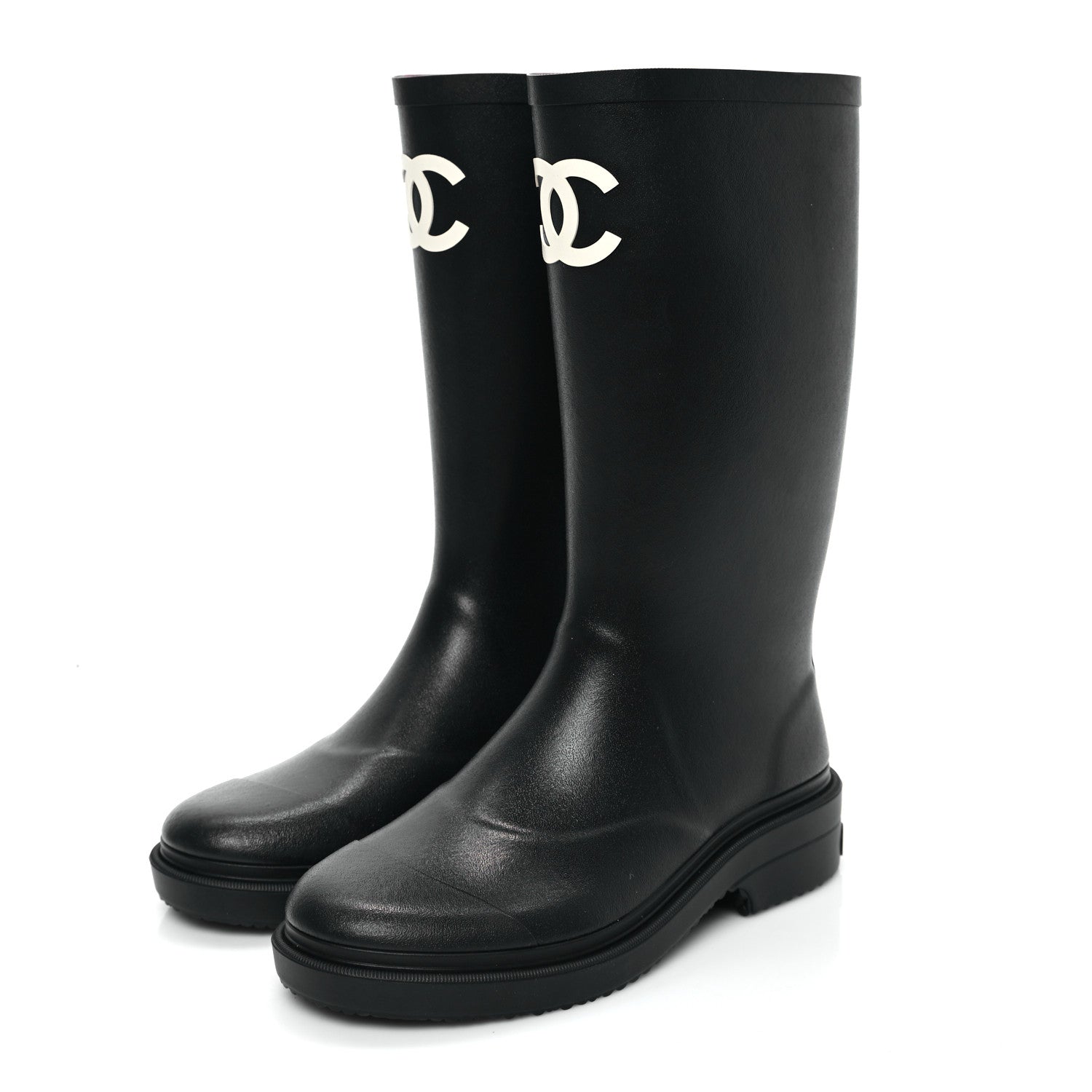 Chanel Caoutchouk CC High Boots 36 Black 3 of 8