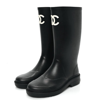 Chanel Caoutchouk CC High Boots 36 Black 3 of 8
