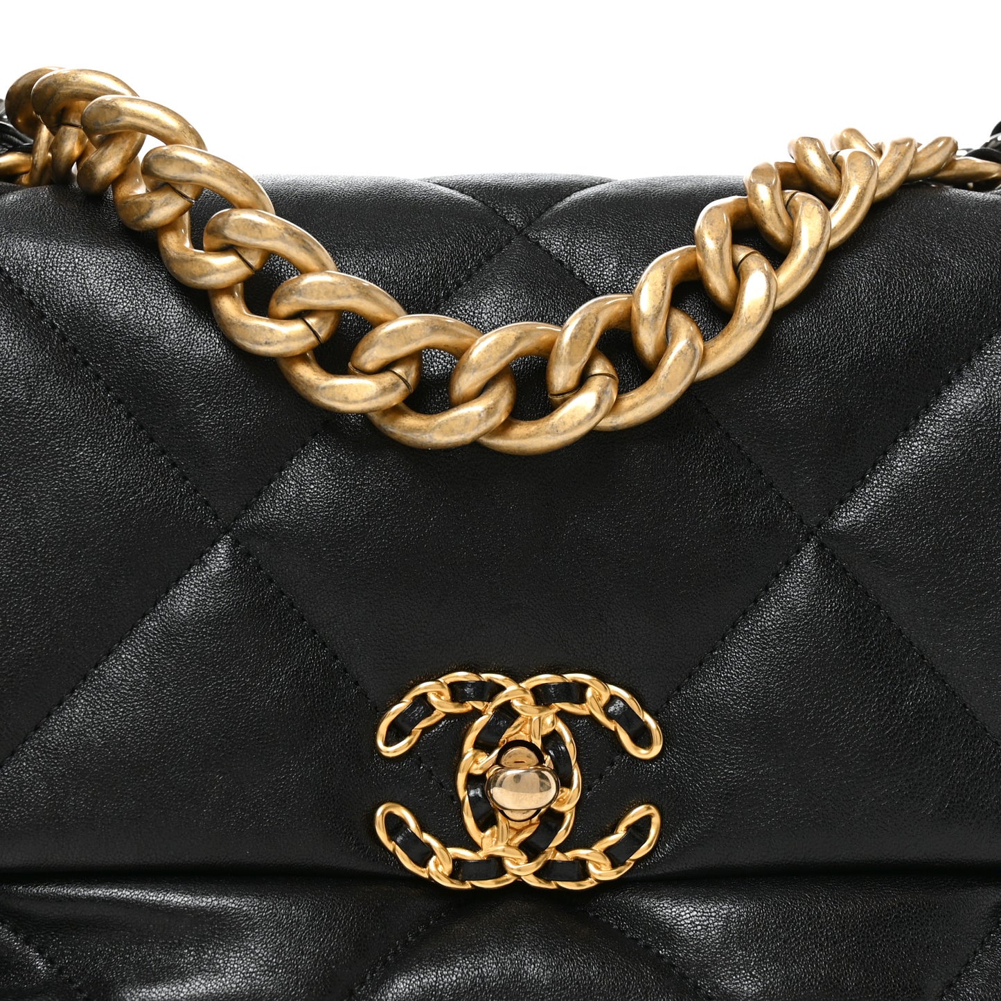 Lambskin Quilted Large Chanel 19 Flap Black