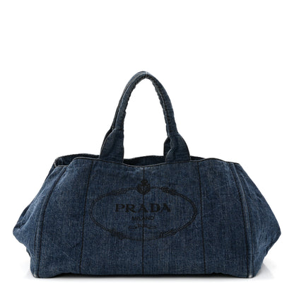 Prada Denim Logo Tote Bleu 1 of 10