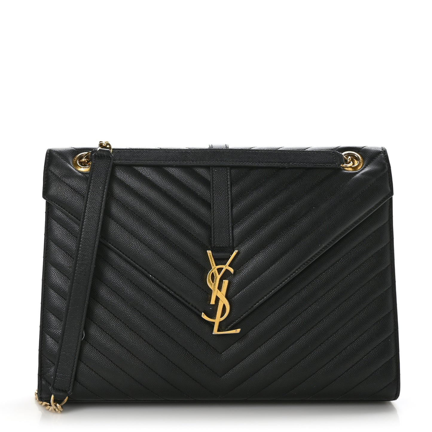 Grain De Poudre Matelasse Chevron Large Monogram Satchel Black