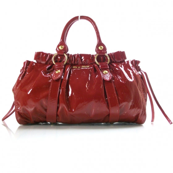 Miu Miu Vernice Patent Gathered Tote Rosso 1 of 12