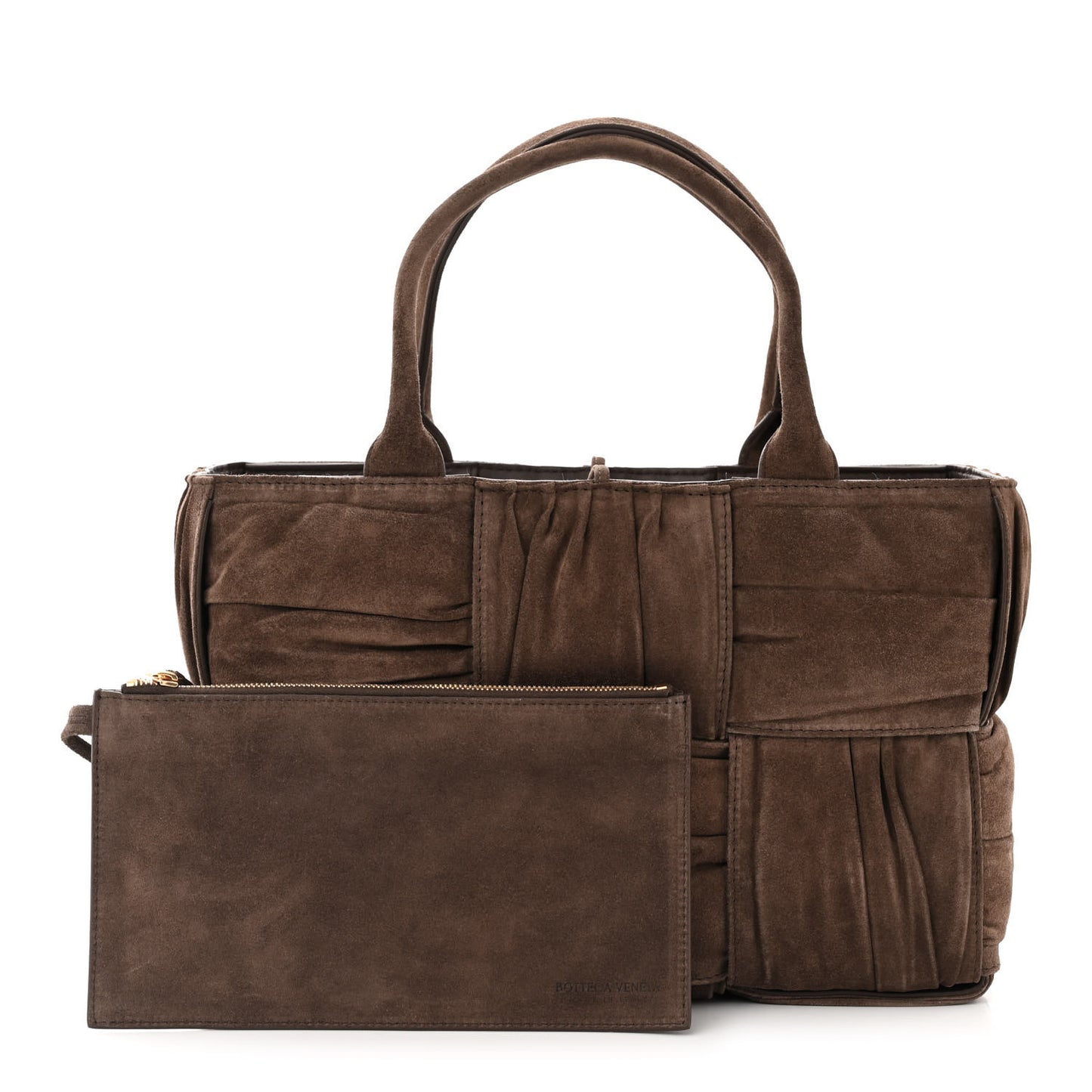 Suede Foulard Intrecciato Small Arco Tote Brownie