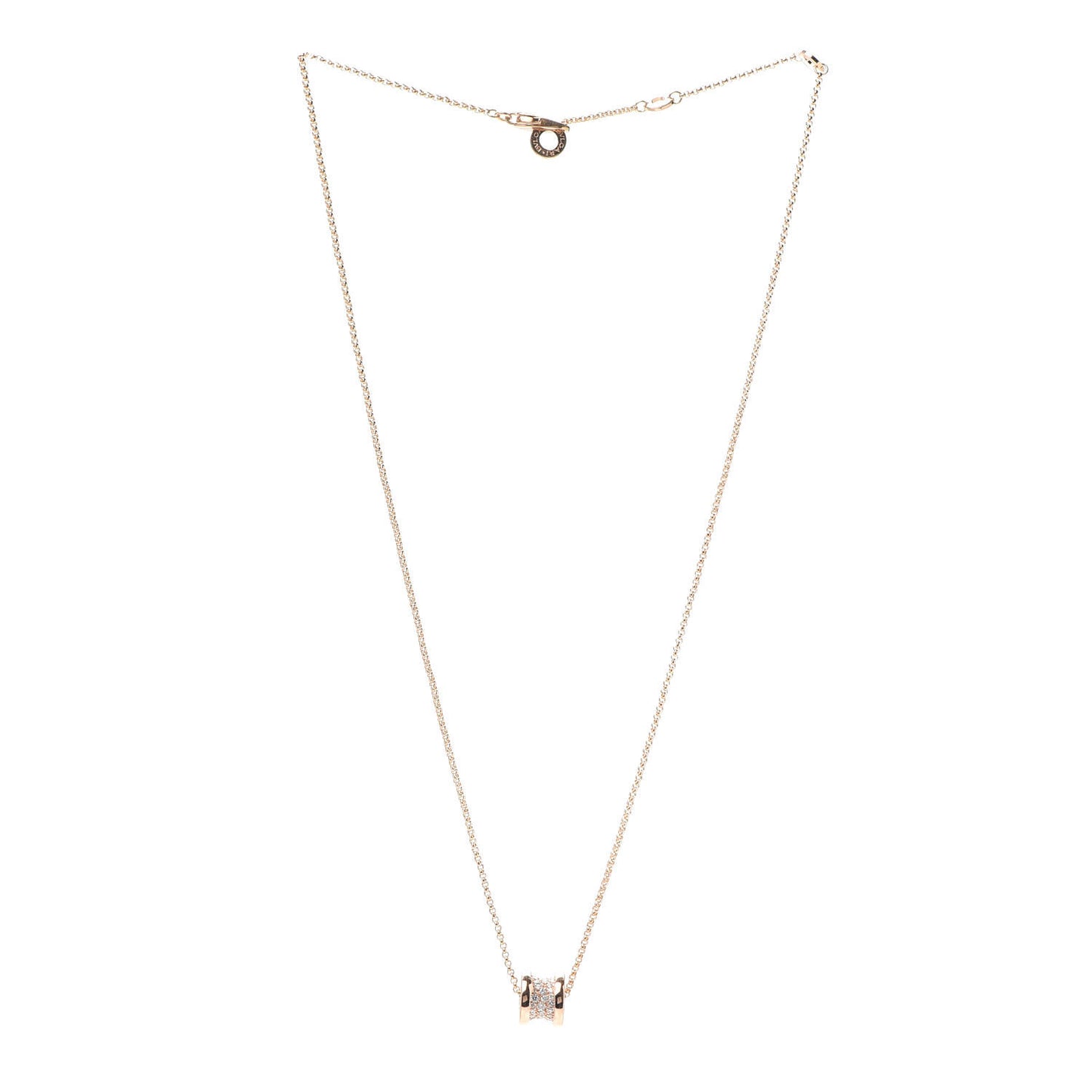 18K Rose Gold Diamond Small B.Zero1 Pave Pendant Necklace
