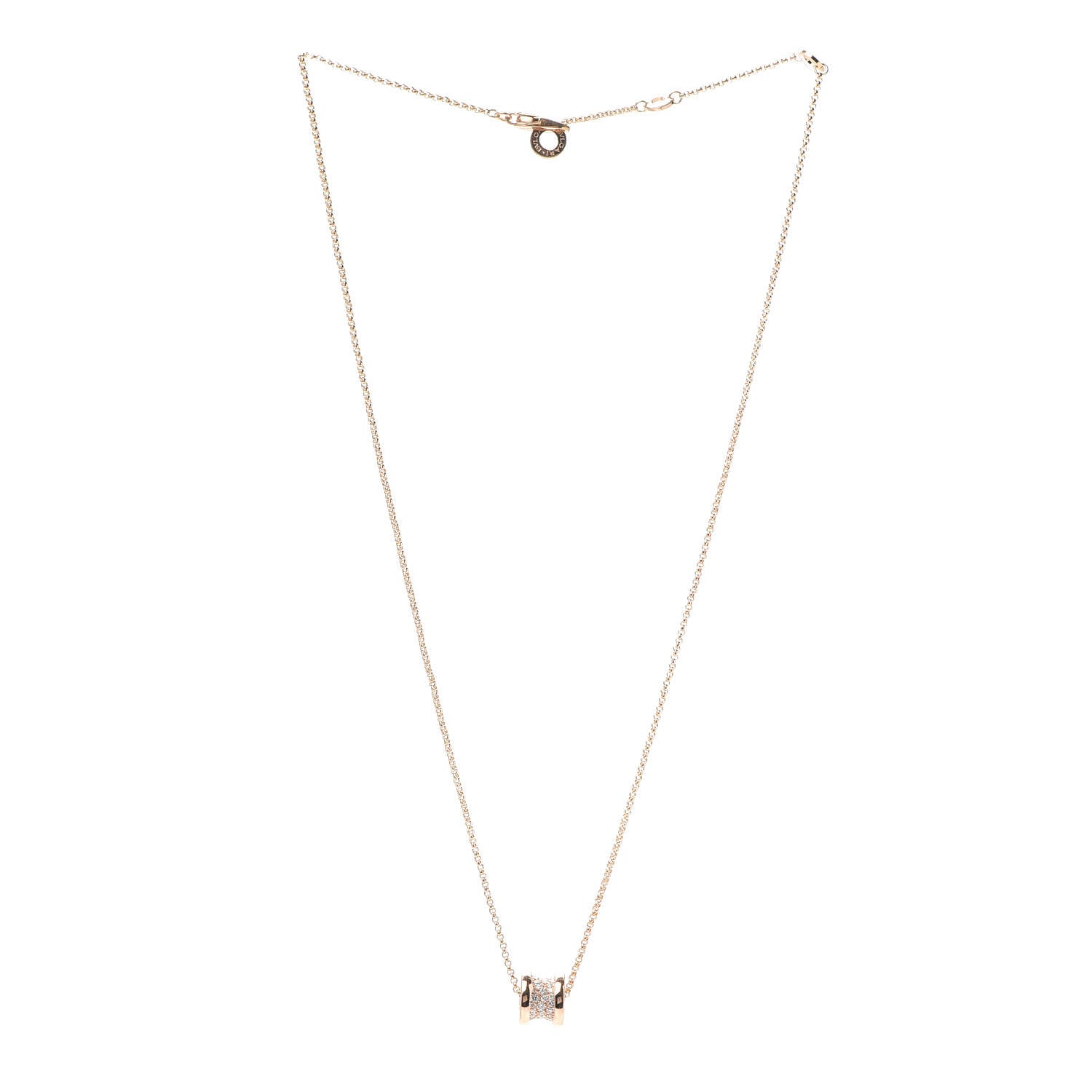 Bulgari 18K Rose Gold Diamond Small B.Zero1 Pave Pendant Necklace 3 of 7