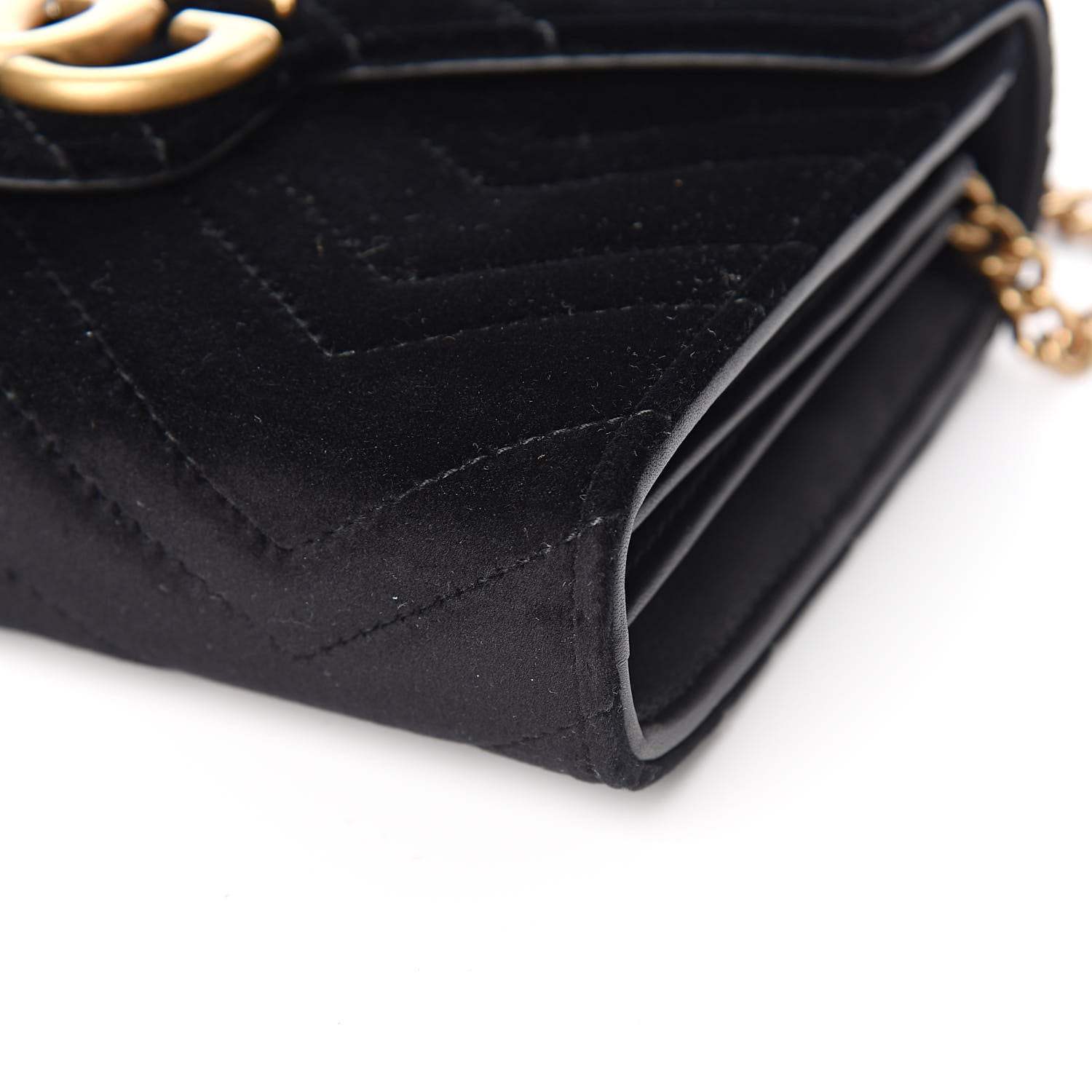 Gucci Velvet Matelasse GG Marmont Chain Wallet Black 9 of 10