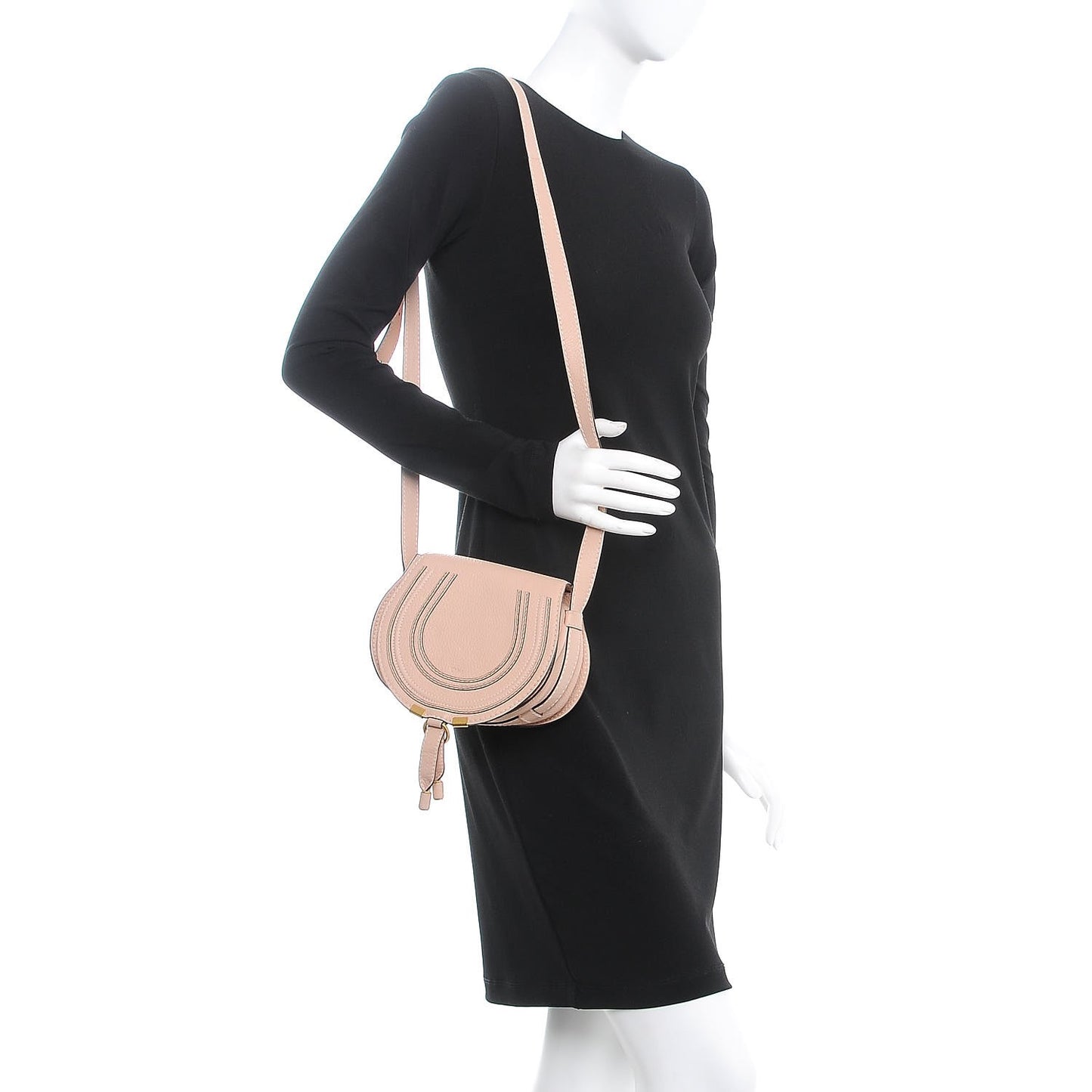 Calfskin Mini Marcie Round Crossbody Bag Blush Nude