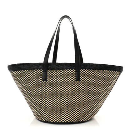 Saint Laurent Raffia Calfskin Medium Panier Tote Black Naturale 1 of 12