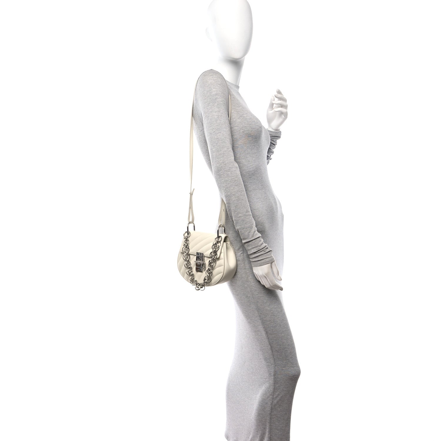 Chloe Calfskin Quilted Mini Drew Bijou Shoulder Bag Natural White 2 of 13