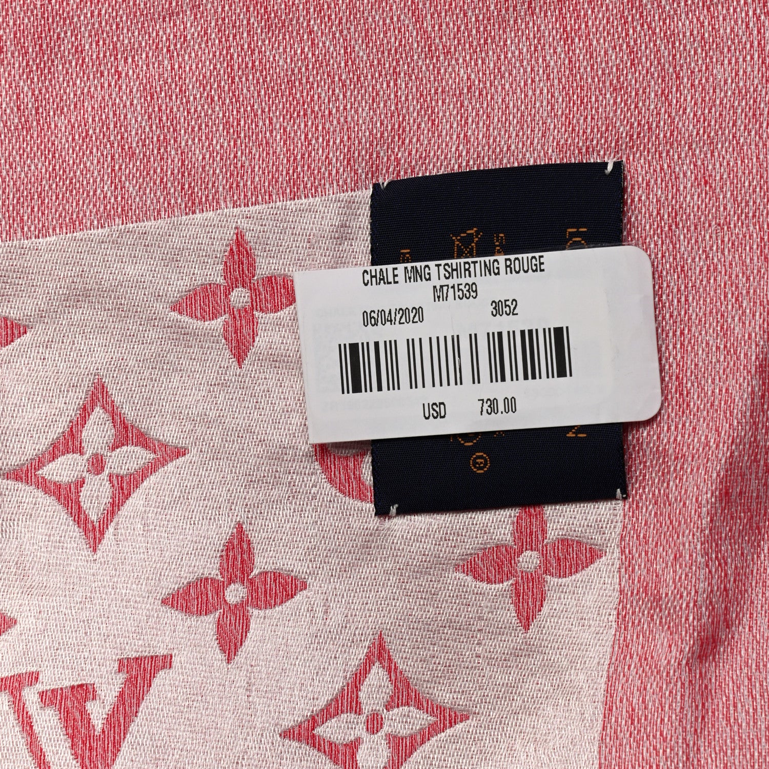 Louis Vuitton Wool Silk Monogram Denim Shawl Rouge 4 of 7