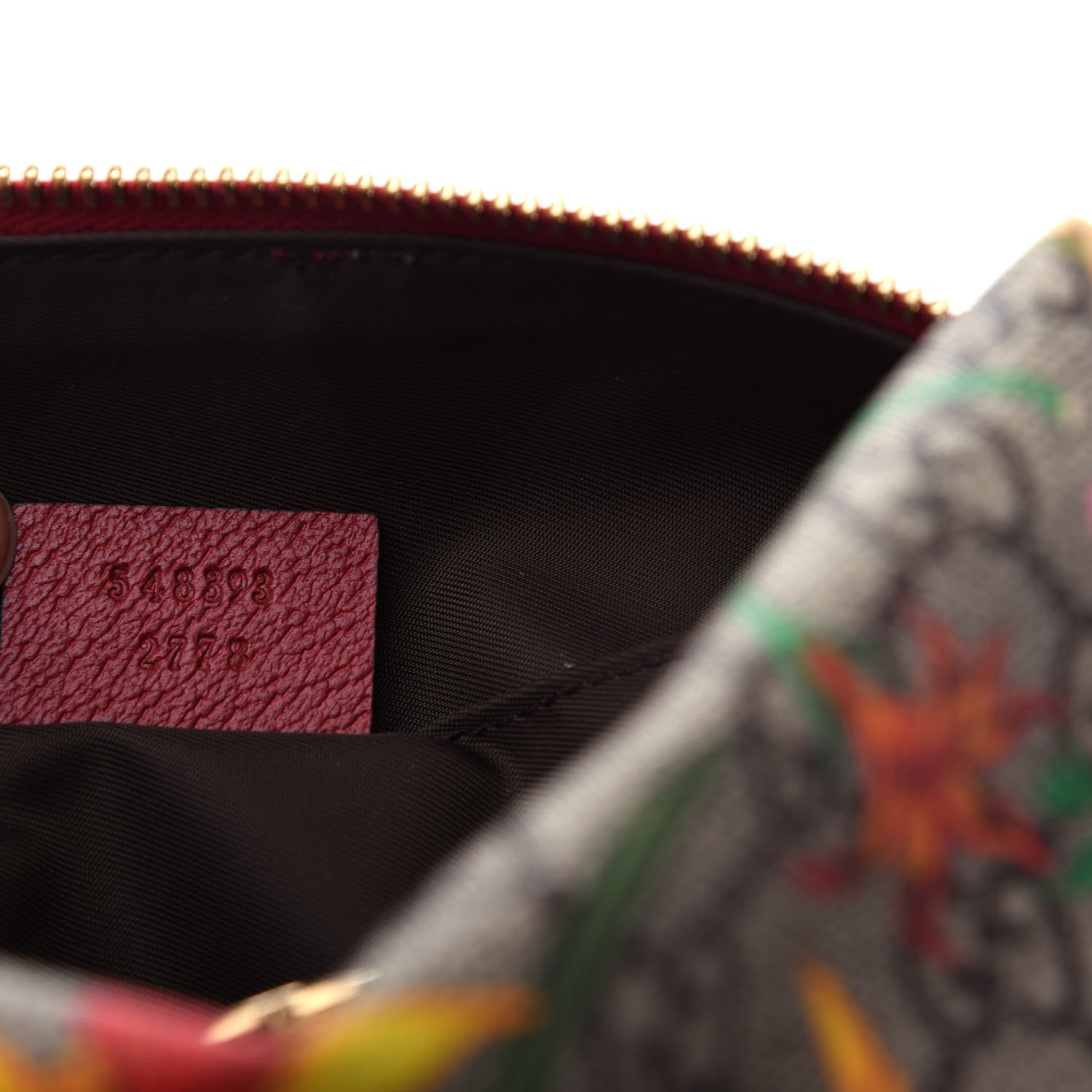 Gucci Soft GG Supreme Monogram Flora Calfskin Medium Ophidia Cosmetic Case Beige Ebony Multicolor Rosso 7 of 8