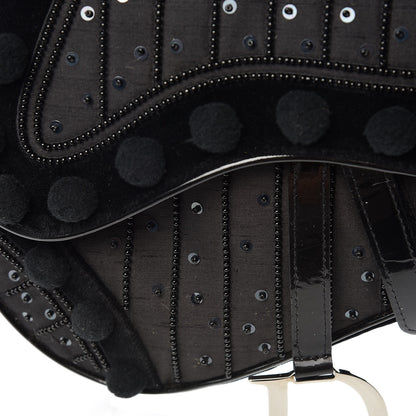 Christian Dior Velvet Nylon Pom Pom Saddle Bag Black 13 of 15