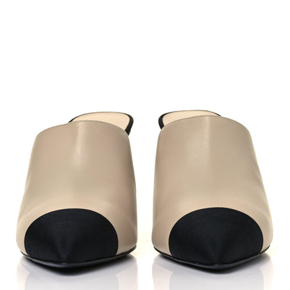 Chanel Lambskin Grosgrain Cap Toe Pearl Mule 41.5 Beige Black 2 of 10