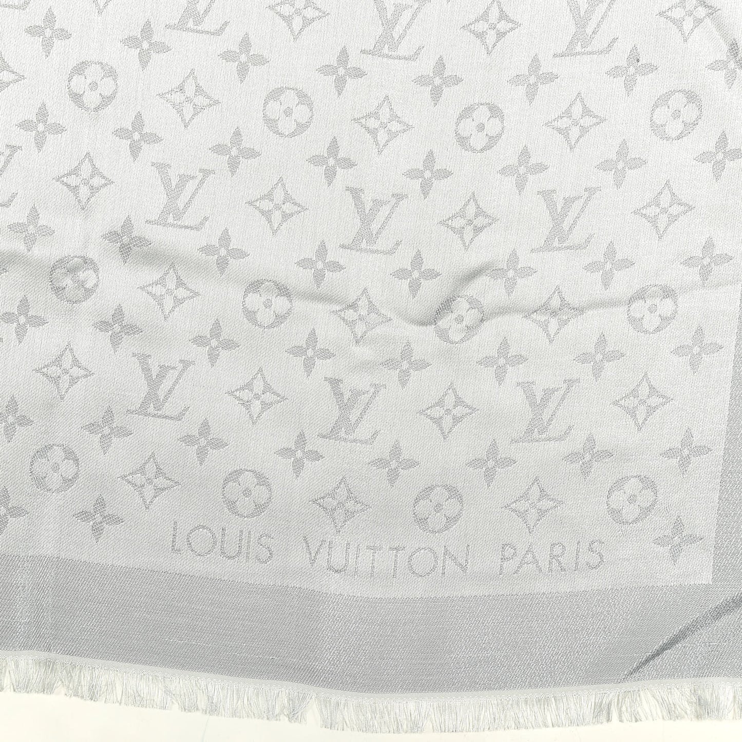 Silk Lurex Wool Monogram Shine Shawl Glacier